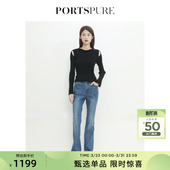 显瘦微喇牛仔裤 PORTSPURE女装 减龄优雅修身 时尚 RT3P903UDD023 夏季