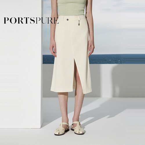 宝姿PORTSPURE女装2026早春新品解构设计中长款牛仔小A裙