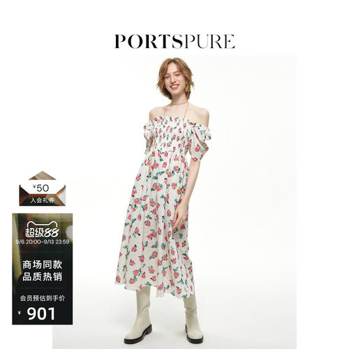 PORTSPURE甜美印花两穿连衣裙