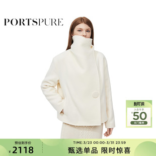 宝姿PORTSPURE女装 翻领温暖毛呢短外套RT9C014UWW062 冬季