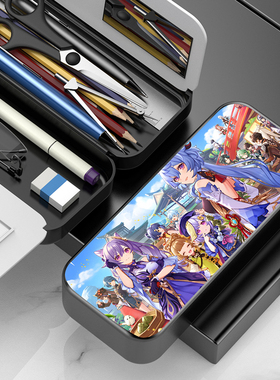 胡桃刻晴温迪文具盒原神铅笔盒火系风系可爱卡通初中大容量耐脏耐摔文具盒儿童可擦白板太阳能计算器爆款