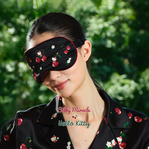 HelloKitty系列樱桃印花真丝眼罩