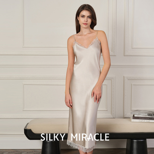 SILKY 蕾丝性感吊带可外穿连衣裙 MIRACLE真丝长睡裙Oriental法式