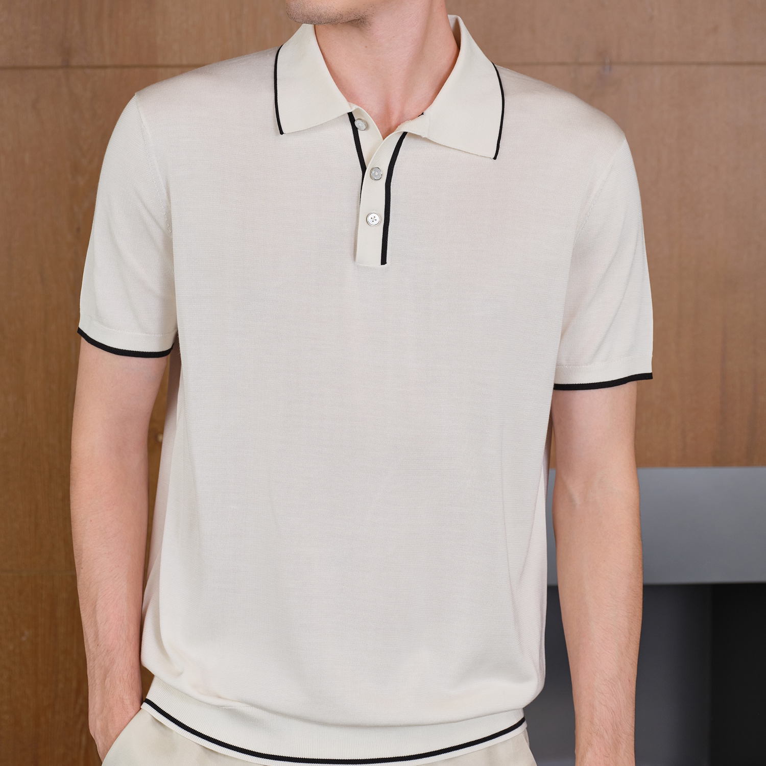 SILKY MIRACLE真丝针织Polo领睡衣上装Mr.S系列