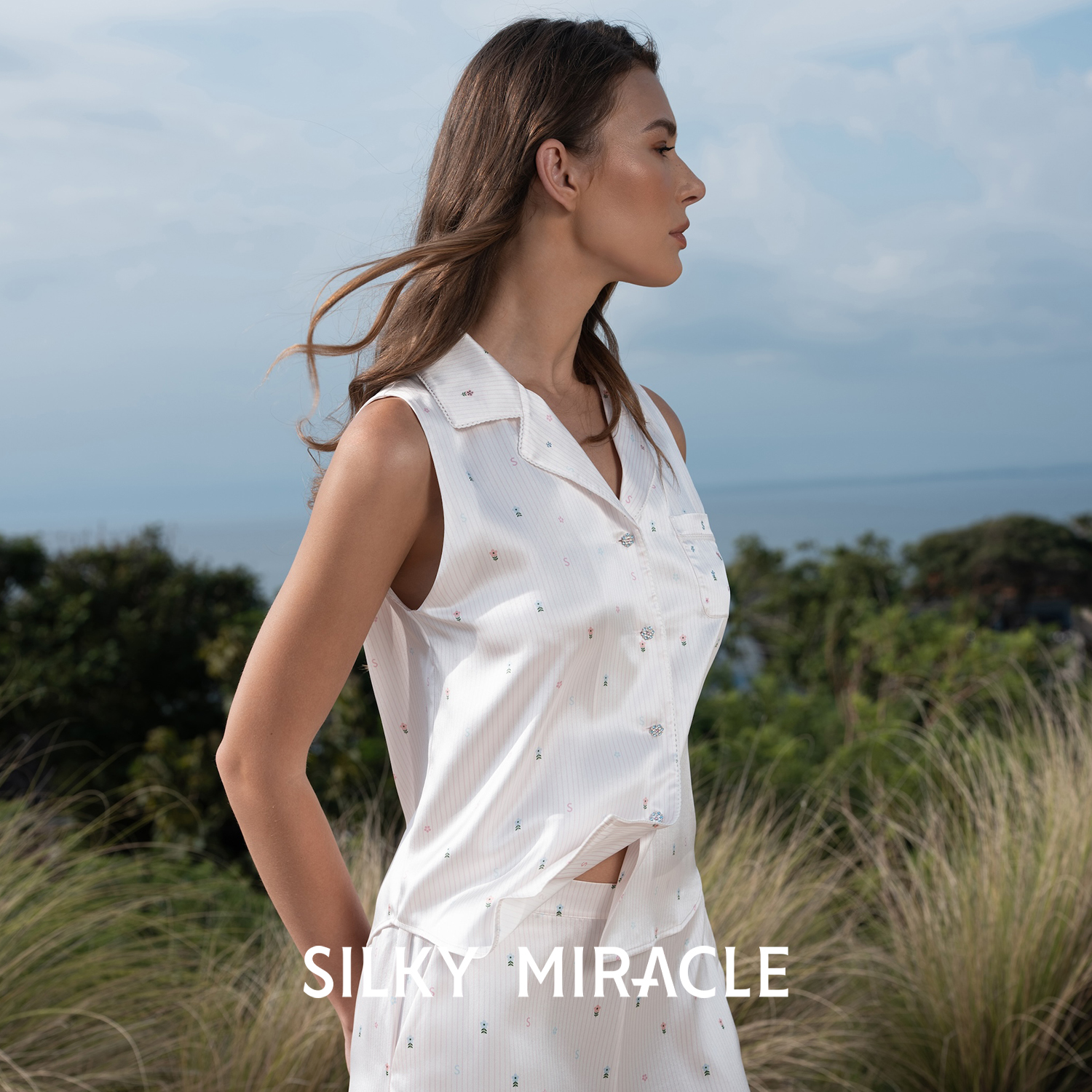 SILKYMIRACLE真丝马甲短套装