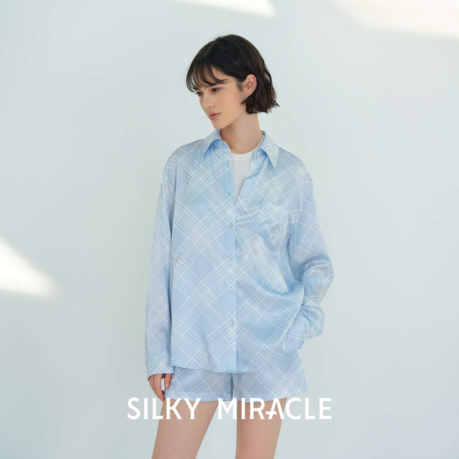 SILKYMIRACLE女真丝衬衫睡裤