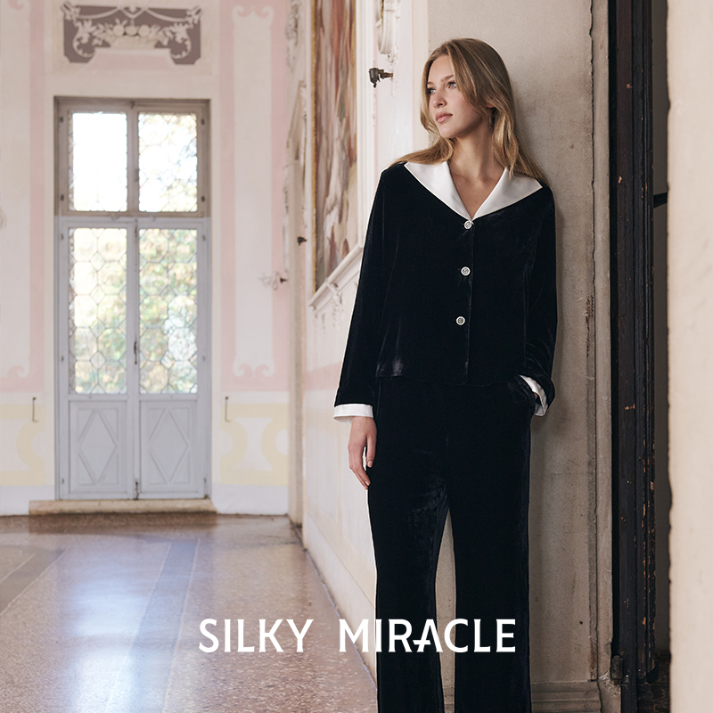 SILKYMIRACLE女丝绒真丝睡衣