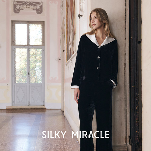 SILKYMIRACLE女丝绒真丝睡衣