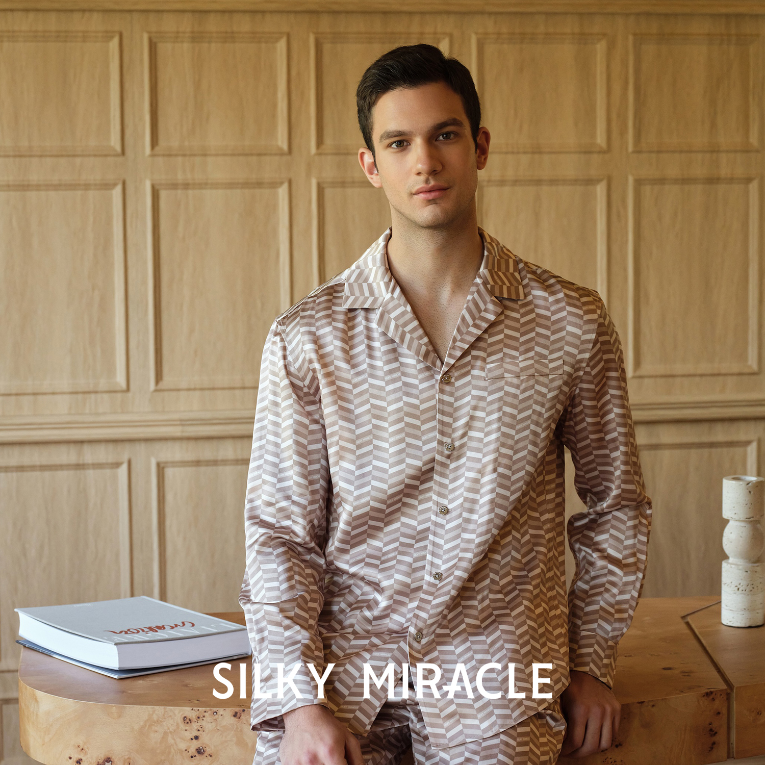 SILKYMIRACLE男真丝睡衣