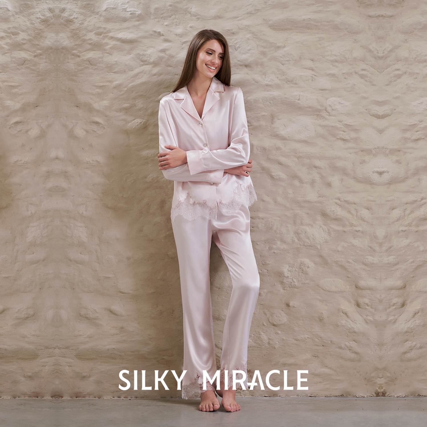 SILKYMIRACLE女真丝蕾丝睡衣