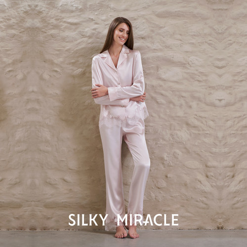 SILKYMIRACLE女真丝蕾丝睡衣