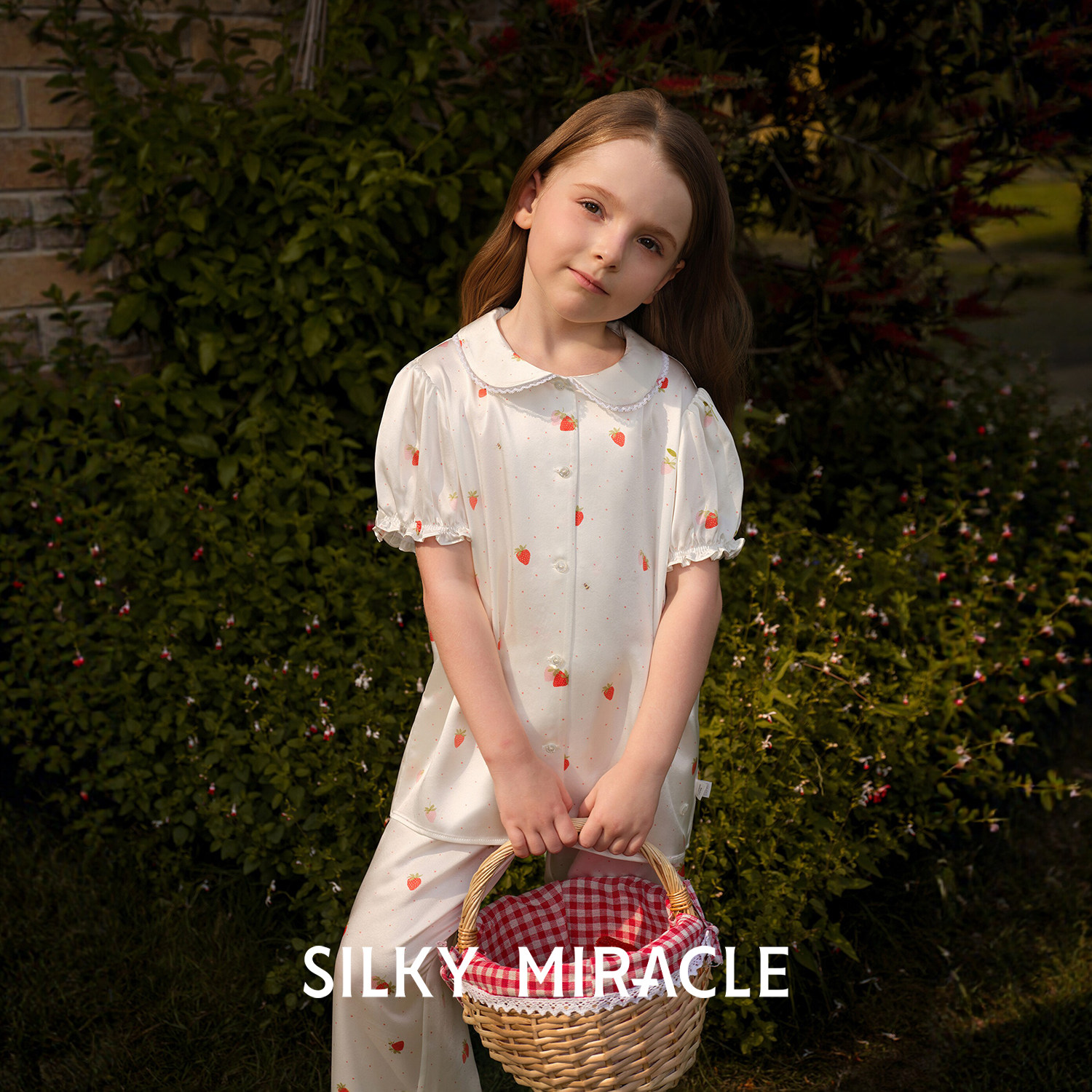 SILKY MIRACLE儿童草莓真丝睡衣Strawberry泡