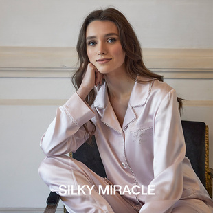 SILKY MIRACLE波浪蕾丝真丝睡衣ELEGANCE桑蚕丝甜美外穿家居服