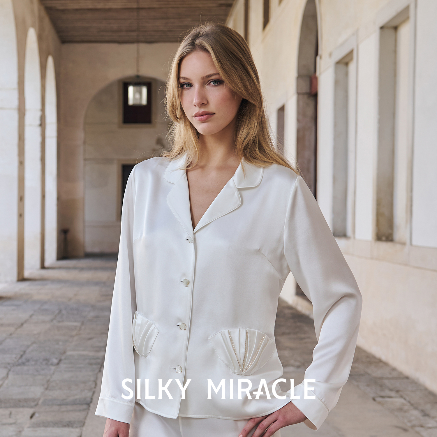 SILKYMIRACLE女真丝睡衣贝壳