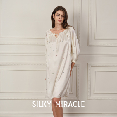真丝睡裙法式长袖可度假外穿裙