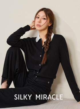 SILKY MIRACLE真丝羊绒针织睡衣CloudKnit提花桑蚕丝家居服可外穿