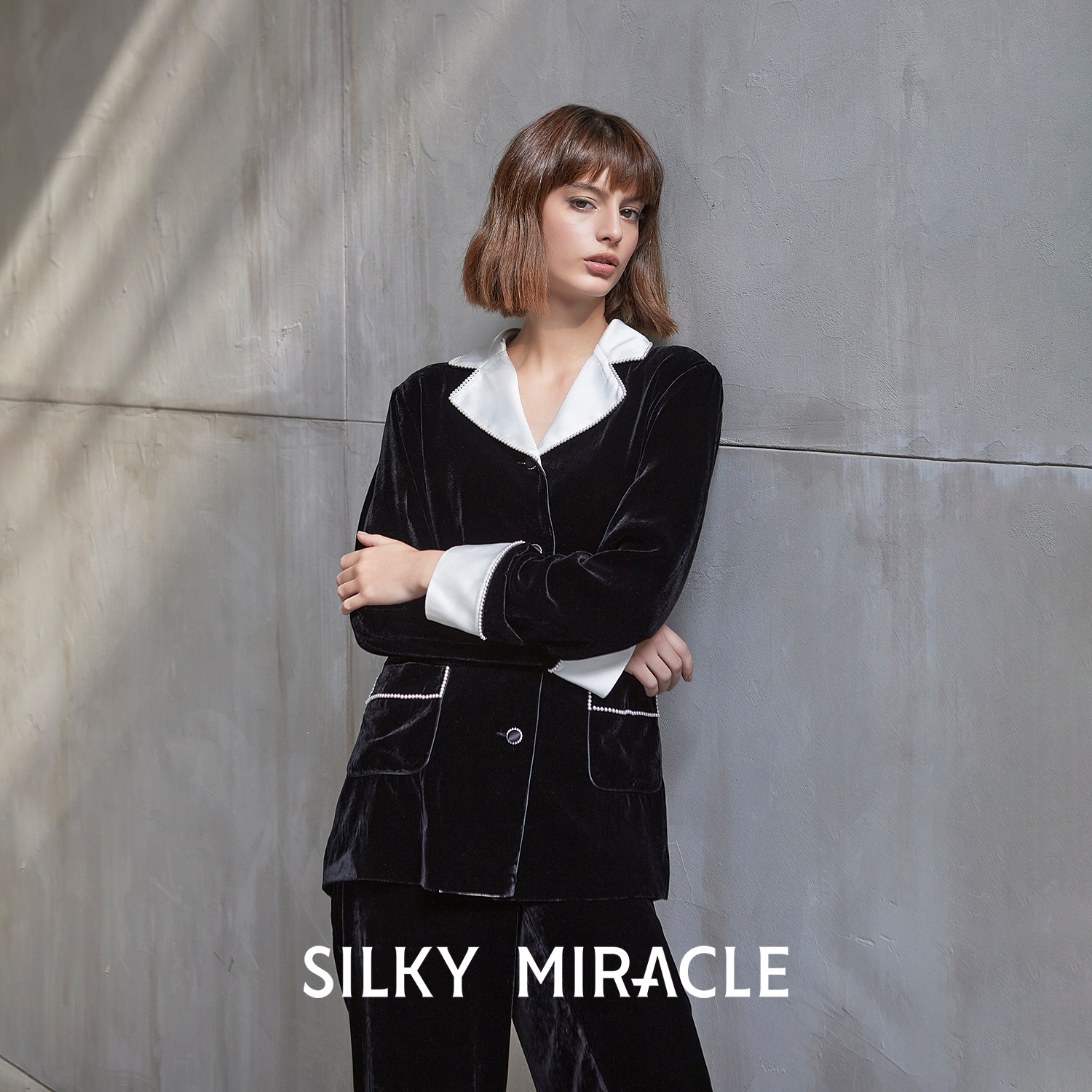 SILKYMIRACLE女丝绒真丝睡衣