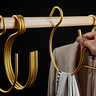 围巾收纳s型挂钩实心铝合金丝巾挂架多功能大号S形勾金属毛巾挂钩