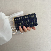 钥匙包女式 卡包小香风粗花呢拉链零钱袋薄锁匙包汽车钥匙扣口红包