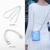 新款 MLB水桶包肩带配件浅蓝链条包带单买背包女斜挎带珍珠包链