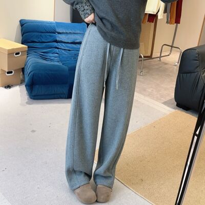 【欧加粒粒】冬季新款松紧拼色腰头加绒束口弯刀卫裤休闲 F9817