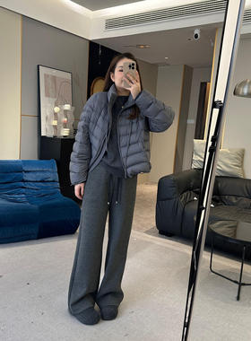 【欧加粒粒】冬款加绒加厚糯米裤休闲松紧腰直筒裤显瘦 HS3061R