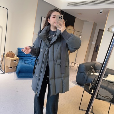 【欧加粒粒】中长款针织连帽可拆卸白鸭绒外套新款时尚 K25110701