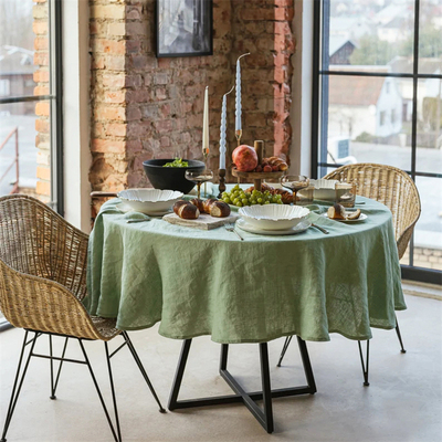 亚麻布艺氛围感纯色圆形桌布定制会议室台布酒店民宿餐桌布大尺寸