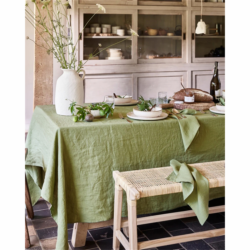 100%亚麻布艺家用餐桌布台布高级感纯色会议室桌布长方形定制尺寸
