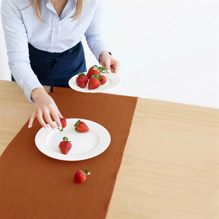 简约风纯色亚麻桌旗新中式禅意茶桌垫长方形茶旗桌布茶台布可定制