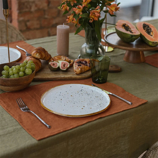 100%天然亚麻餐巾32X44纯色餐垫酒店西餐巾折花布口布擦杯布定制