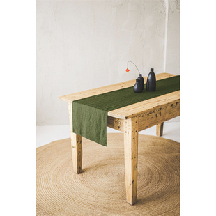 亚麻纯色桌旗北欧现代简约风桌巾长条桌布新中式茶几旗装饰布定制