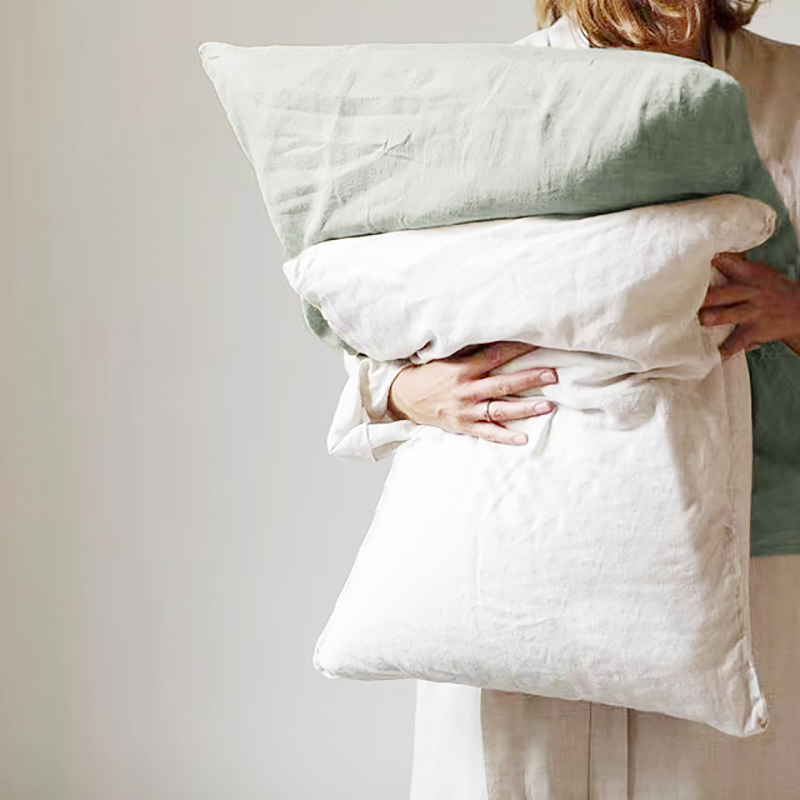 外贸出口剩余法国酵素水洗纯亚麻枕套外单清仓天然舒适单人枕芯套