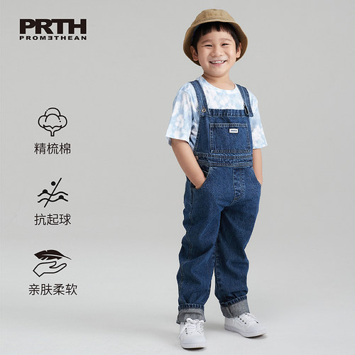 牛仔prth复古夏潮帅气吊带裤童装