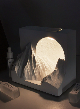 日照金山明月雪山无火香薰扩香石氛围灯净化空气装饰摆件新年礼物