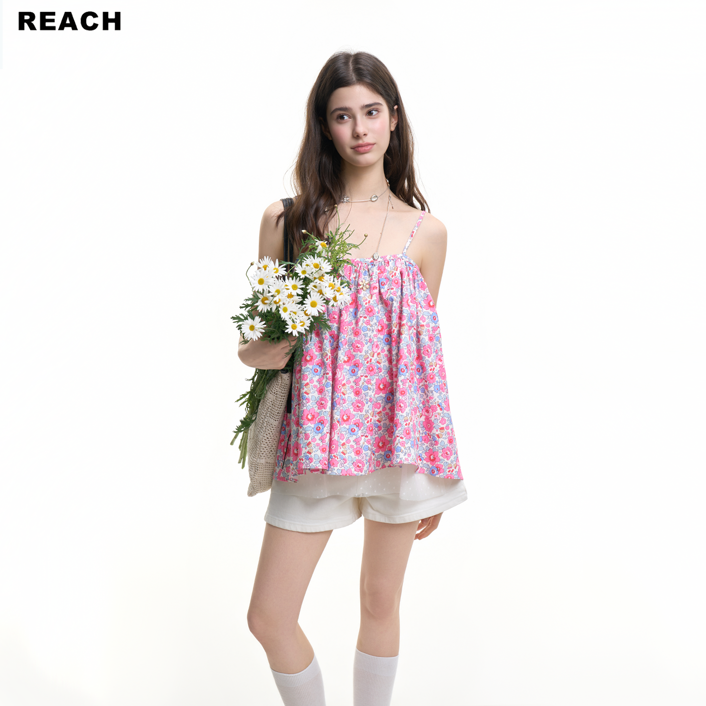 REACH小众设计碎花吊带裙衣女夏季新款上衣短款衣服遮肉显瘦百搭