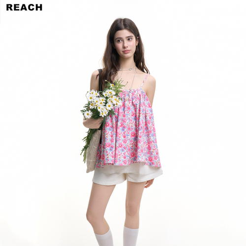 REACH小众设计碎花吊带裙衣女夏季新款上衣短款衣服遮肉显瘦百搭