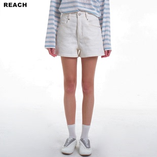 高腰宽松显瘦百搭薄裤 新款 子 女2026夏季 REACH高级感白色牛仔短裤