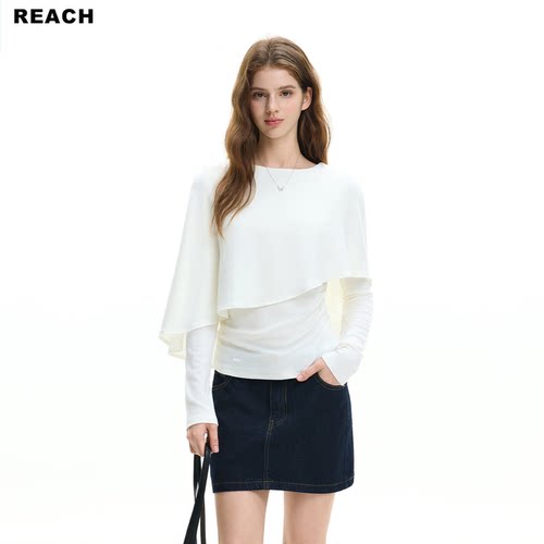 REACH大牌感层次感披风式假两件卫衣女春秋新款宽松显瘦小众上衣