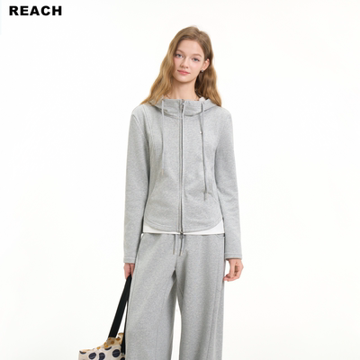 REACH高级感假两件套装卫衣女修身连帽版型阔腿裤春季新款两件套