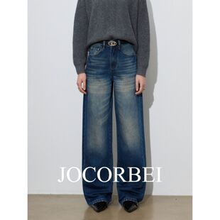 JOCORBEI【痞帅中性风】中高腰牛仔裤女水洗工艺直筒宽松阔腿