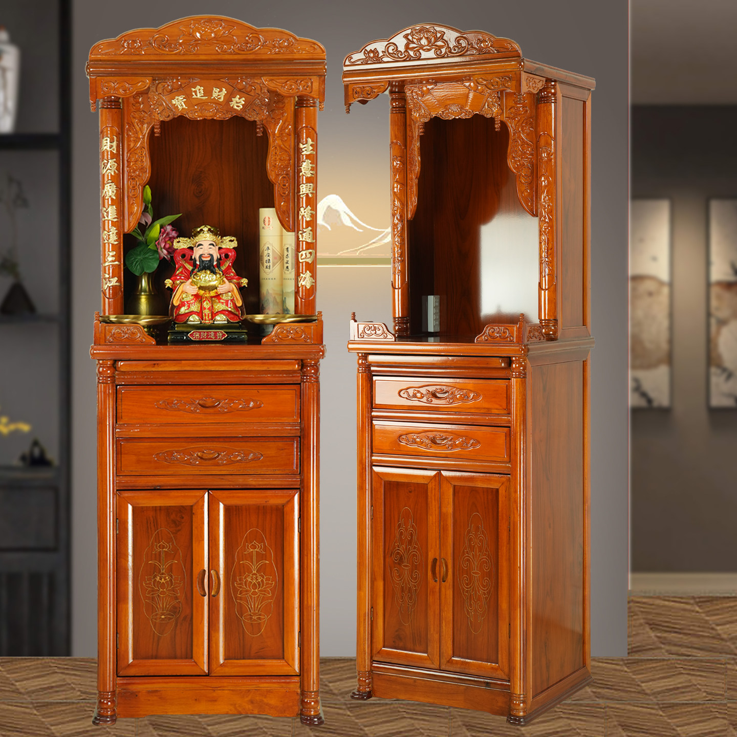 神龛供奉台家用神柜实木神台柜供桌一体农村大厅财神爷摆放柜佛柜