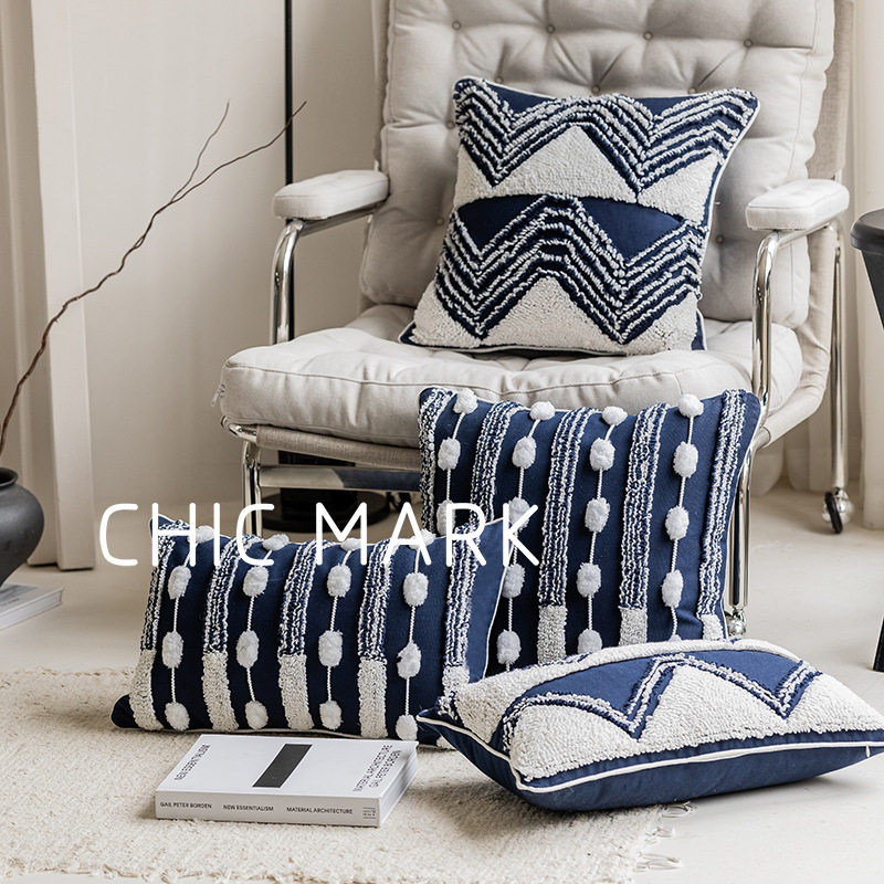 跨境抱枕北欧ins枕套圈圈绒刺绣客厅沙发靠枕床头靠垫民宿风坐垫