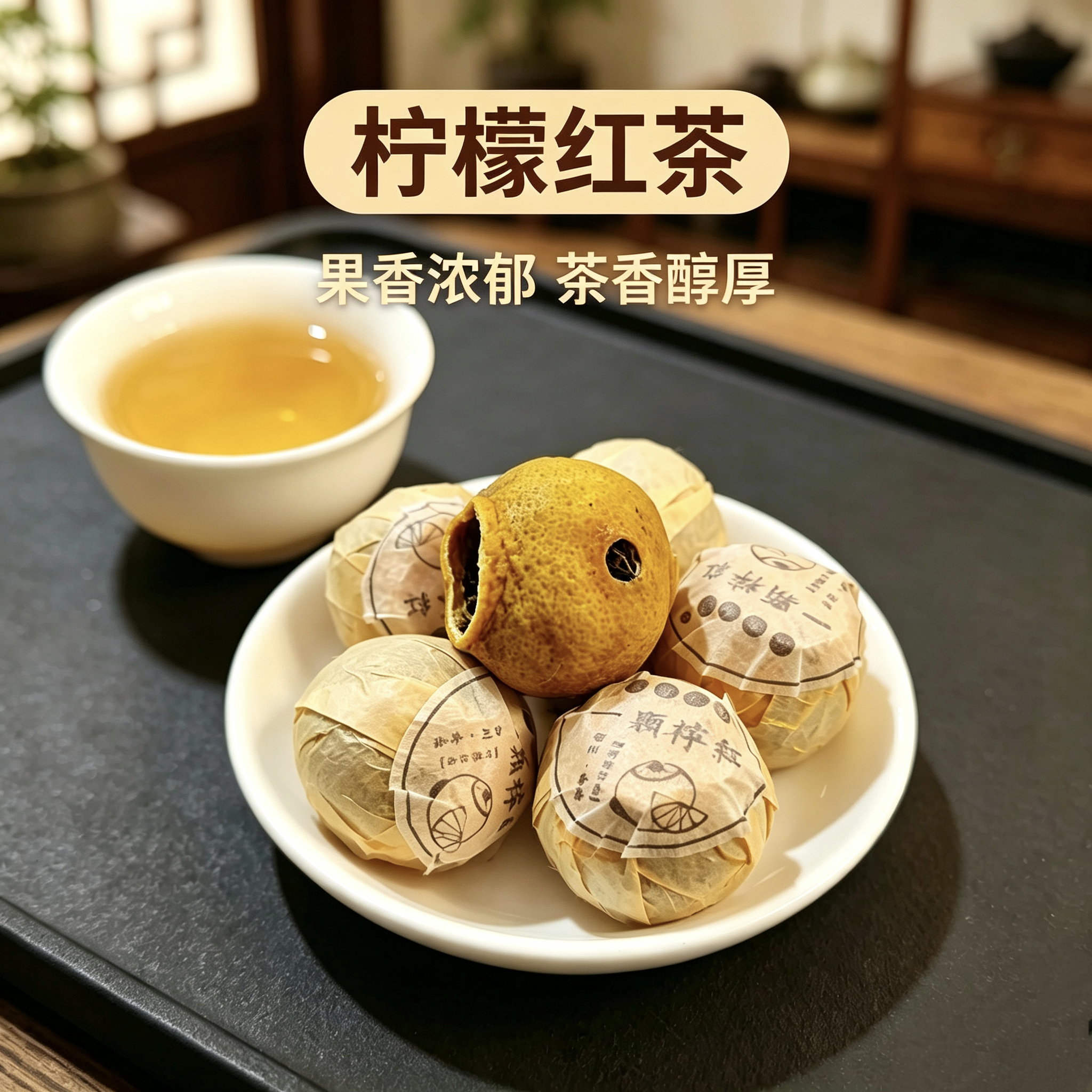 柠檬红茶网红小柠红茶安岳柠檬小种红茶水果茶调味茶浓香耐泡