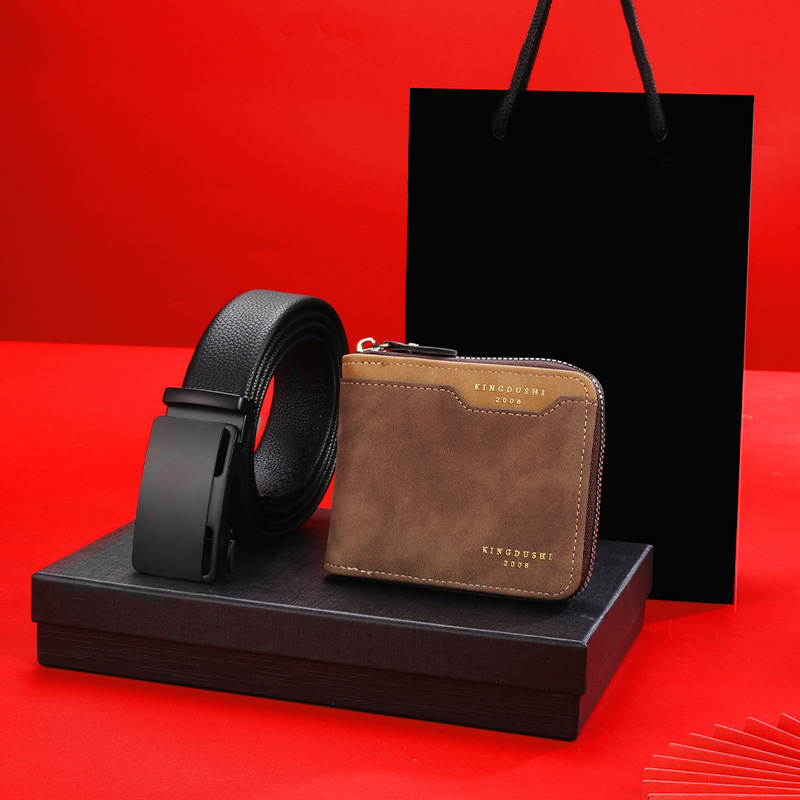 日本品质礼品腰带钱包套装男士真皮高档腰带钱包礼盒自动扣商务牛