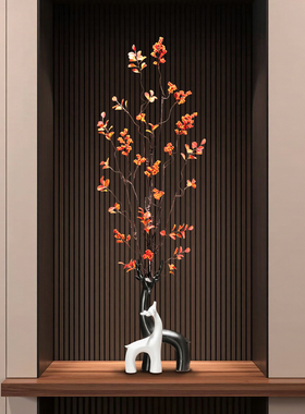 招财鹿入门玄关壁龛竖高花瓶摆件一对高级感家居客厅电视柜艺术品