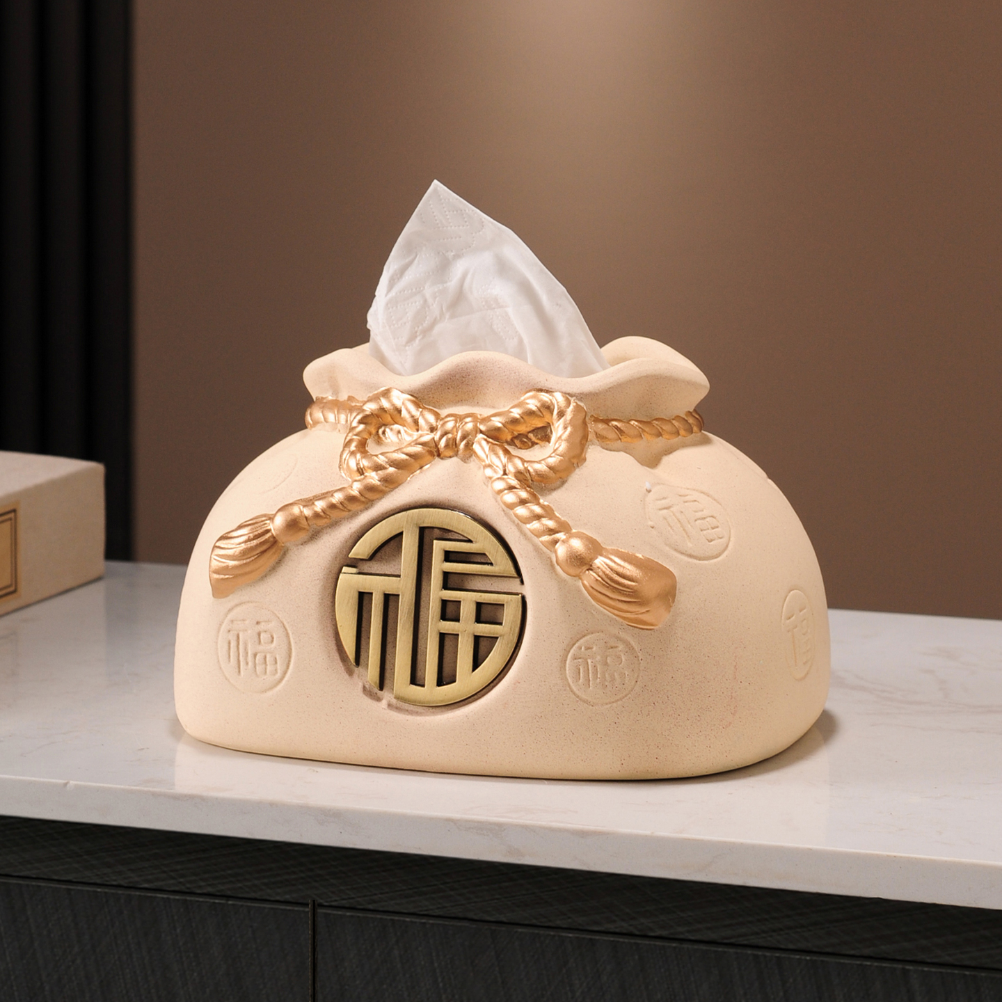 福袋创意纸巾盒玄关家用客厅桌面纸抽盒轻奢高档纸巾高级感收纳盒