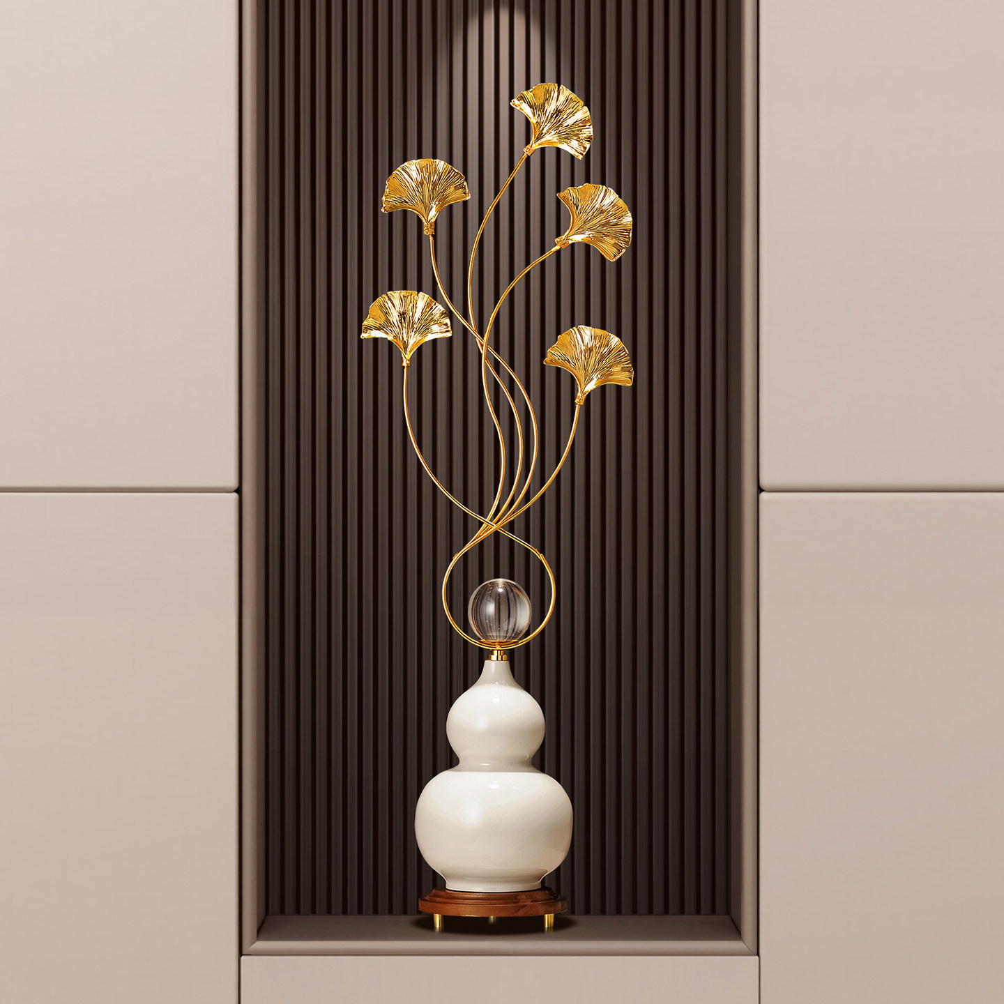 入户玄关银杏叶玄关摆件轻奢客厅电视柜高档节节高升葫芦乔迁礼物,家居饰品,落地摆件,淘宝优惠券,粉丝福利购,淘宝优惠卷