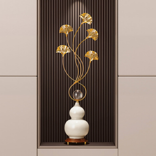 入户玄关银杏叶玄关摆件轻奢客厅电视柜高档节节高升葫芦乔迁礼物