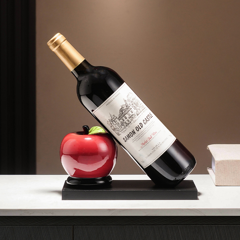 苹果设计感红酒架摆件轻奢高档2025新款客厅餐边柜玻璃酒柜装饰品